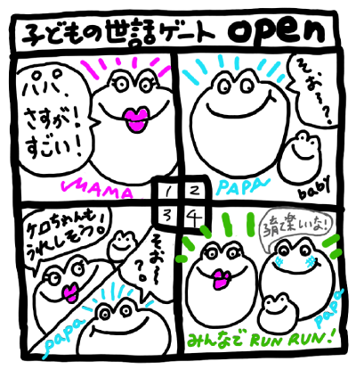 子どもの世話ゲート open