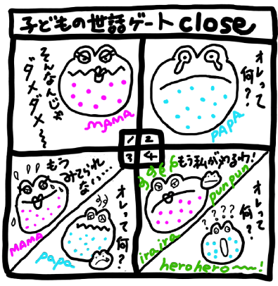 子どもの世話ゲート close